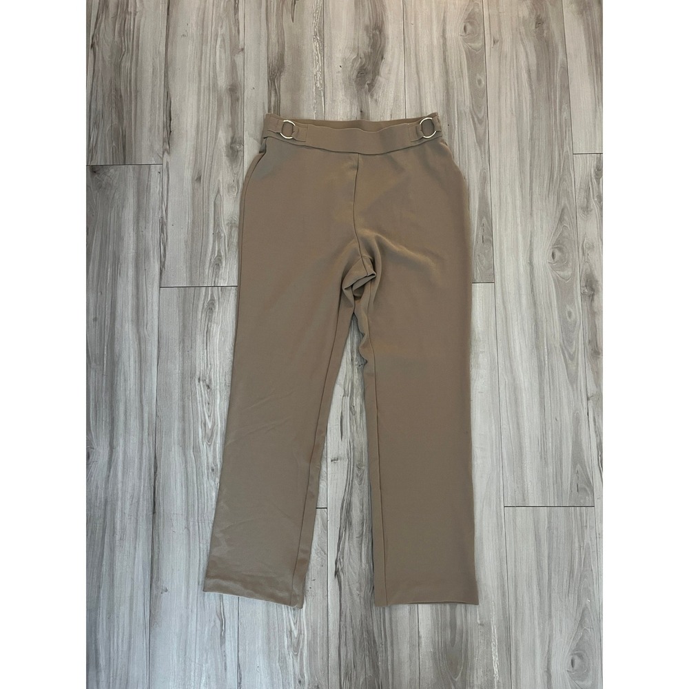 Rafaella Womens Taupe Brown Straight Leg Dress Pants O-Ring Waist Size 12